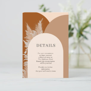 D'accompagnement Carte de détails de mariage avec herbe des Pampas