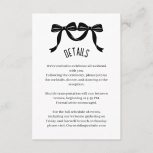 D'accompagnement Carte de détails de mariage avec ruban noir modern