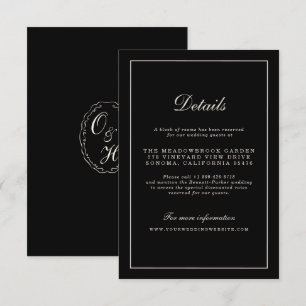 D'accompagnement Carte de détails de mariage Black Tie incluse
