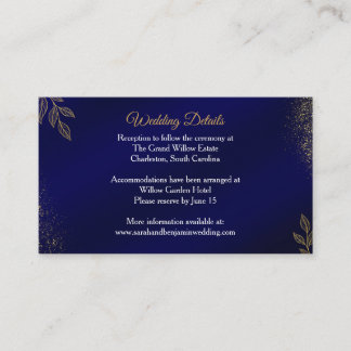 D'accompagnement Carte de détails de mariage Bleu Nuit Or