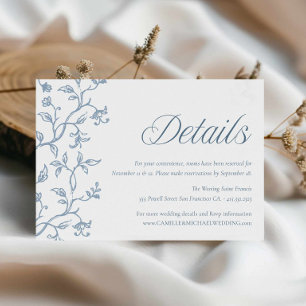 D'accompagnement Carte de détails de mariage Blue Toile