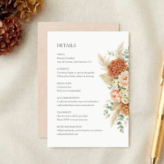 D'accompagnement Carte de détails de mariage bohème florale