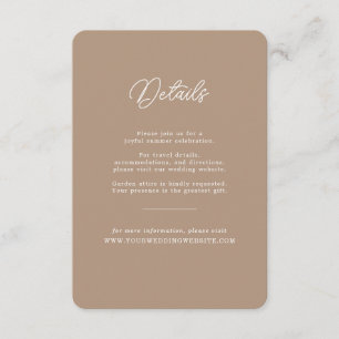D'accompagnement Carte de détails de mariage bohème minimaliste écr