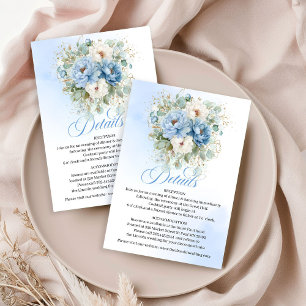D'accompagnement Carte de détails de mariage Boho Dusty Blue Pivoin