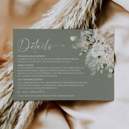D'accompagnement Carte de détails de mariage Boho Sage Green Pampas