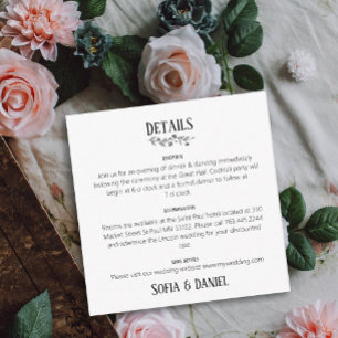 D'accompagnement Carte de détails de mariage botanique minimaliste