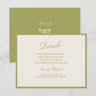 D'accompagnement Carte de détails de mariage calligraphiée Olive Es