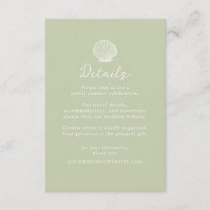 D'accompagnement Carte de détails de mariage Coquillage Vert Sauge
