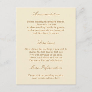 D'accompagnement Carte de détails de Mariage crème élégante Beige