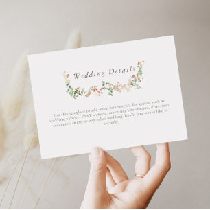 D'accompagnement Carte de détails de mariage de fleurs sauvages à i