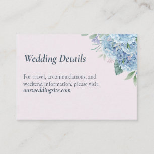 D'accompagnement Carte de détails de mariage de jardin d'hortensia