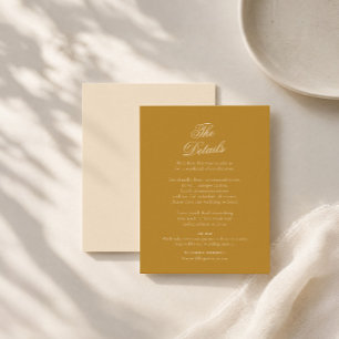 D'accompagnement Carte de détails de mariage éditorial Moutarde Or