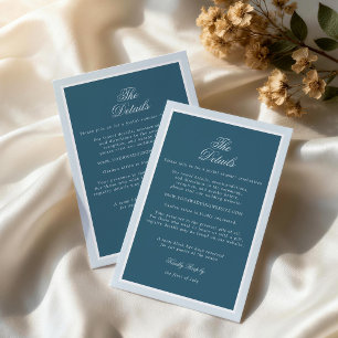D'accompagnement Carte de détails de mariage élégante à rayure bleu