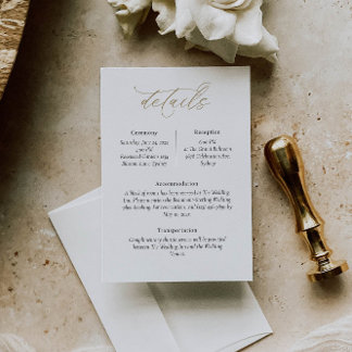 D'accompagnement Carte de détails de mariage élégante avec police d