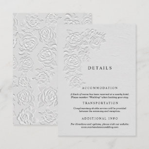 D'accompagnement Carte de détails de mariage Faux Embossed White Ro