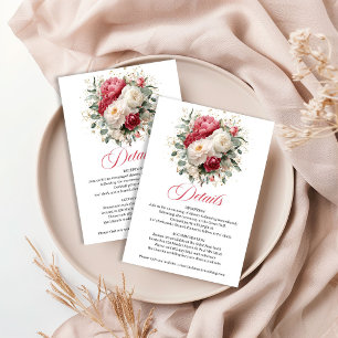 D'accompagnement Carte de détails de mariage floral blanc rosé avec