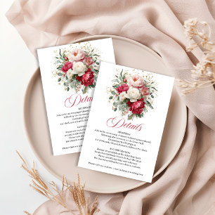D'accompagnement Carte de détails de mariage floral bohème en coule