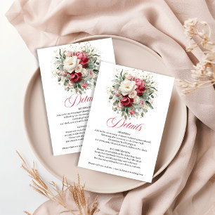 D'accompagnement Carte de détails de mariage floral Boho Bourgogne 