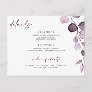 D'accompagnement Carte de détails de mariage floral jardin violet