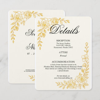 D'accompagnement Carte de détails de mariage floral 'Langue de l'am