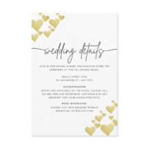 Carte de détails de mariage Golden Heartbeat