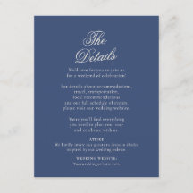 Carte de détails de mariage hivernal Navy poussiér
