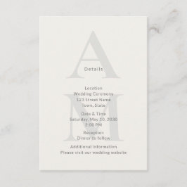 D'accompagnement Carte de détails de mariage initiaux éditoriale