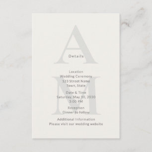 D'accompagnement Carte de détails de mariage initiaux éditoriale