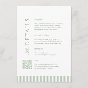 D'accompagnement Carte de détails de mariage minimaliste vert sauge