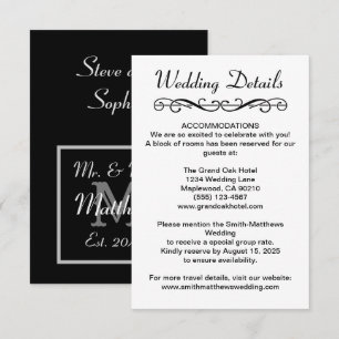 D'accompagnement Carte de détails de mariage moderne pour M. et Mme