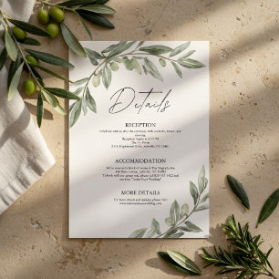 D'accompagnement Carte de détails de mariage Olive Branch Méditer