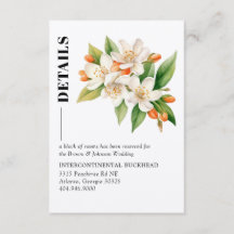 Carte de détails de mariage Orange Blossom