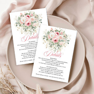 D'accompagnement Carte de détails de mariage Roses Fardées Dorées G