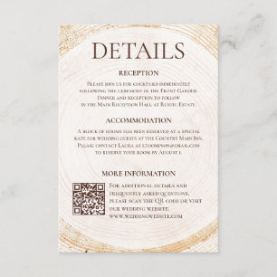D'accompagnement Carte de détails de mariage Rustique en milieu boi