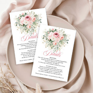 D'accompagnement Carte de détails de mariage Soft Blush Greenery