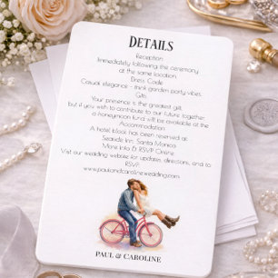 D'accompagnement Carte de détails de mariage thème bicyclette roman