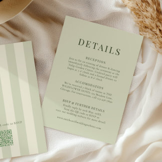D'accompagnement Carte de détails de mariage vert olive