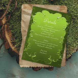 D'accompagnement Carte de détails de mariage vert vibrant ornementa