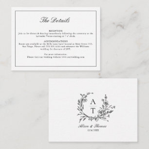 D'accompagnement Carte de détails de monogramme de fleur sauvage no