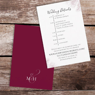 D'accompagnement Carte de détails de planning de mariage minimal bo