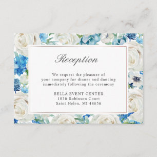 D'accompagnement Carte de détails de réception florale blanche bleu