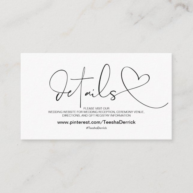 D'accompagnement Carte de détails de site web Élégance Classique (Devant)