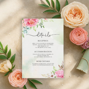 D'accompagnement Carte de détails du boîtier Mariage Boho Dusty Ros