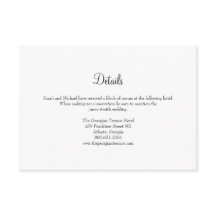 Carte de détails du Mariage de cadre élégant