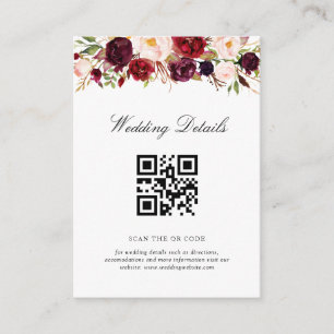 D'accompagnement carte de détails du mariage de code ou de bordeaux