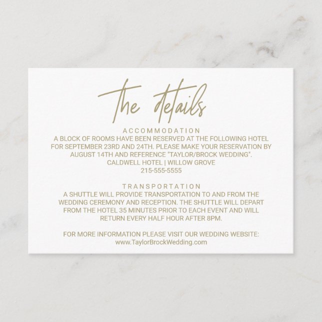 D'accompagnement Carte de détails du Mariage de la calligraphie d'o (Devant)