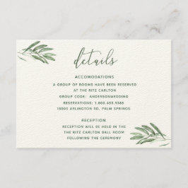 D'accompagnement Carte de détails du Mariage Feuille d'Olive