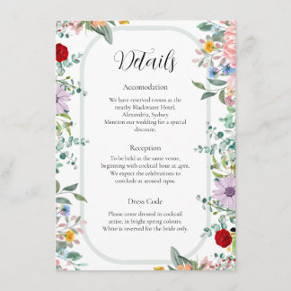 D'accompagnement Carte de détails du Mariage Fleur sauvage vibrant