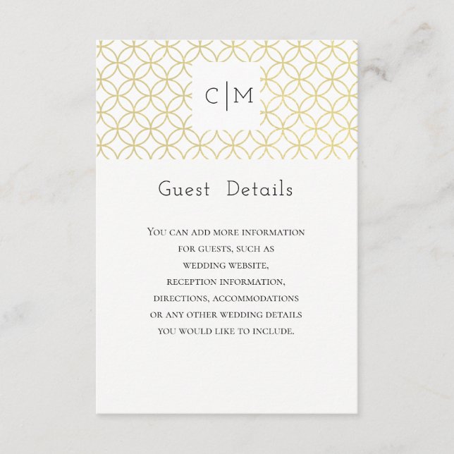 D'accompagnement Carte de détails du Mariage géométrique Gold (Devant)
