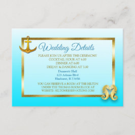 D'accompagnement Carte de détails du Mariage nautique bleu et or